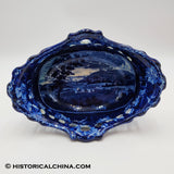 Battle of Bunker Hill Pierced Basket Historical Blue Staffordshire ZAM-247