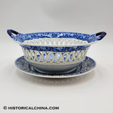 Octagon Church Beauties of America Reticulated Basket Historical Blue Staffordshire ZAM-479