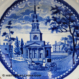 Octagon Church Beauties of America Reticulated Basket Historical Blue Staffordshire ZAM-479