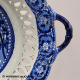 Octagon Church Beauties of America Reticulated Basket Historical Blue Staffordshire ZAM-479