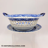Octagon Church Beauties of America Reticulated Basket Historical Blue Staffordshire ZAM-479