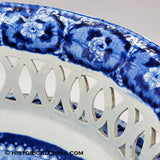 Octagon Church Beauties of America Reticulated Basket Historical Blue Staffordshire ZAM-479