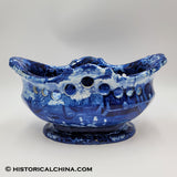 Landing of Lafayette Castle Garden New York Pierced Basket Historical Blue Staffordshire ZAM-246