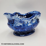 Landing of Lafayette Castle Garden New York Pierced Basket Historical Blue Staffordshire ZAM-246