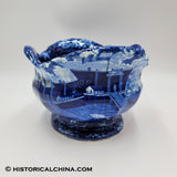 Landing of Lafayette Castle Garden New York Pierced Basket Historical Blue Staffordshire ZAM-246
