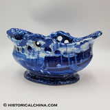 Landing of Lafayette Castle Garden New York Pierced Basket Historical Blue Staffordshire ZAM-246