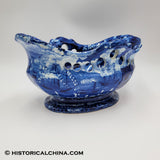 Landing of Lafayette Castle Garden New York Pierced Basket Historical Blue Staffordshire ZAM-246
