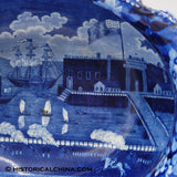 Landing of Lafayette Castle Garden New York Pierced Basket Historical Blue Staffordshire ZAM-246