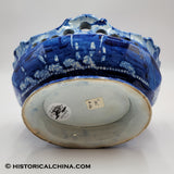 Landing of Lafayette Castle Garden New York Pierced Basket Historical Blue Staffordshire ZAM-246