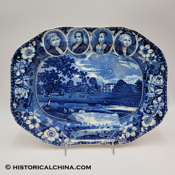4 Medallion Aquaduct Oatland Surrey Platter Historical Blue Staffordshire ZAM-427a
