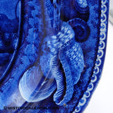 Lake George New York Platter Seashell Border Historical Blue Staffordshire ZAM-454