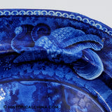 Lake George New York Platter Seashell Border Historical Blue Staffordshire ZAM-454