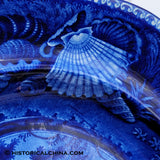 Lake George New York Platter Seashell Border Historical Blue Staffordshire ZAM-454