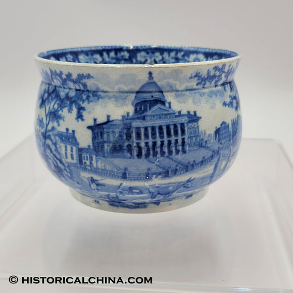 Boston State House Posset Cup Mug Historical Blue Staffordshire ZAM-240