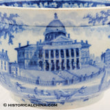 Boston State House Posset Cup Mug Historical Blue Staffordshire ZAM-240