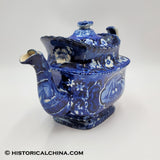 Chancellor Livingston Steamboat Teapot Historical Blue Staffordshire ZAM-561