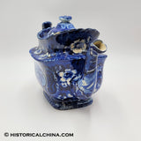 Chancellor Livingston Steamboat Teapot Historical Blue Staffordshire ZAM-561