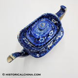 Chancellor Livingston Steamboat Teapot Historical Blue Staffordshire ZAM-561
