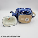 Chancellor Livingston Steamboat Teapot Historical Blue Staffordshire ZAM-561
