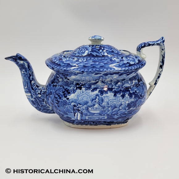 Franklin's Tomb Teapot Phillips Historical Blue Staffordshire ZAM-547