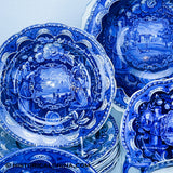 Service for 10 States Pattern Service Table Setting Historical Blue Staffordshire ZAM-STATES