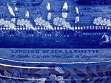Historical Staffordshire Blue Platter Landing of Lafayette Castle Gardens CAB