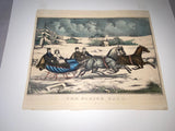 Original Currier & Ives Print The Sleigh Race #90 New Best 50