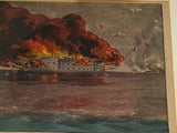 Original Currier & Ives Print Bombardment of Fort Sumter, Charleston Harbor