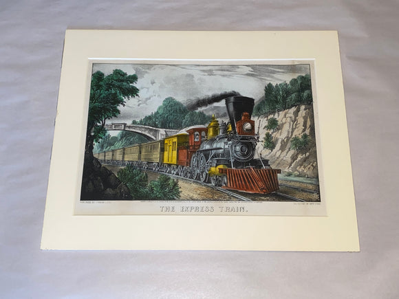 Original Currier & Ives Print The Express Train Great Color New Best 50 Small