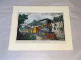 Original Currier & Ives Print The Express Train Great Color New Best 50 Small