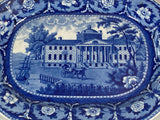 Historical Staffordshire Blue Platter Hospital Boston By Ridgway