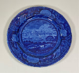 Historical Staffordshire Blue Dinner Plate View of Albany New York