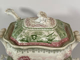 Staffordshire 2 Color Transfer Gravy Tureen Tray and Ladle Canova Pattern