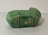 Staffordshire Green Glaze Cradle Basket Weave