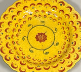 Staffordshire Canary Plate With A Embossed Pattern Enamel Decorated
