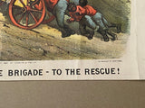 Original Currier & Ives Print The Darktown Fire Brigade - To The Rescue