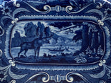 Historical Staffordshire Blue Quadruped Platter With Moose And Hunters CB
