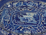 Staffordshire Blue Transfer Quadruped Platter with Horses CB