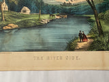 Original Currier & Ives Print The River Side