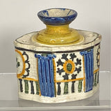 Staffordshire Pearlware Prattware Inkwell Quill Stand Scarce Form