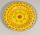 Staffordshire Canary Plate With A Embossed Pattern Enamel Decorated