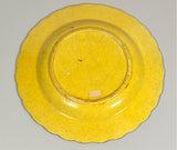 Staffordshire Canary Plate With A Embossed Pattern Enamel Decorated