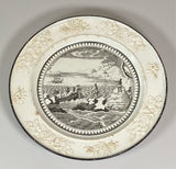 Historical Staffordshire Landing Of The Pilgrims Plate Variant Black Transfer