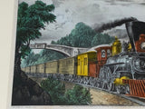 Original Currier & Ives Print The Express Train Great Color New Best 50 Small