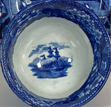 Historical Staffordshire Blue Landing Of Lafayette Cup and Saucer