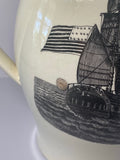 Staffordshire Creamware Liverpool Pitcher U.S. Ship Washington Apotheosis