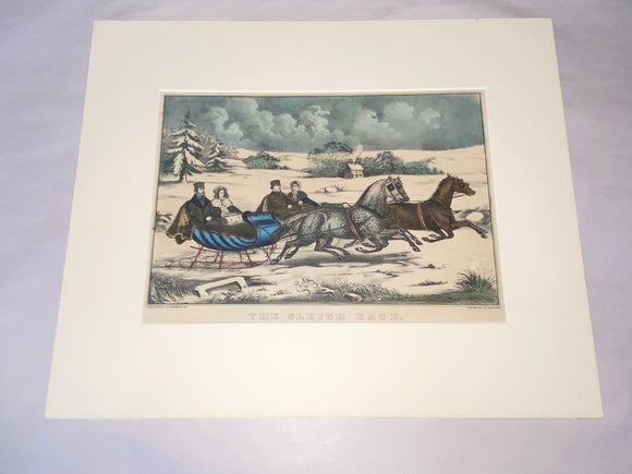 Original Currier & Ives Print The Sleigh Race #90 New Best 50