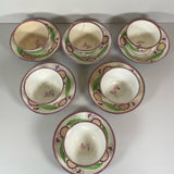 Staffordshire Porcelain Set Of 6 Floral Enamel Decorated Cups and Saucers