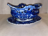 Historical Staffordshire Landing Of Lafayette Pierced Basket And Tray 1825