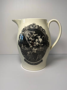 Staffordshire Creamware Liverpool Pitcher U.S. Ship Washington Apotheosis